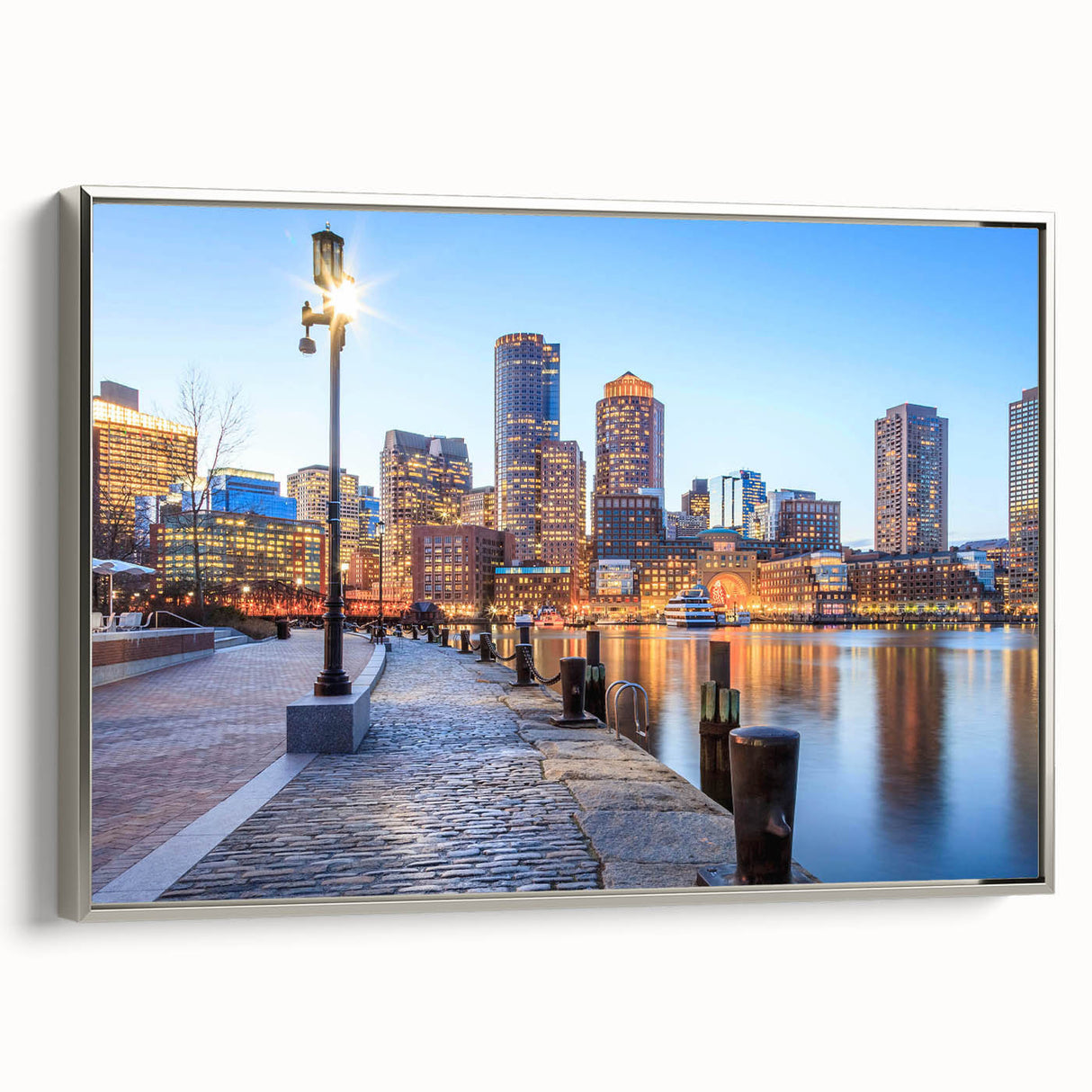 Landscape art painting featuring a vintage poster of a colorful mountain scene on a black background.