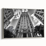 Landscape art painting depicting a vintage-style black wall art with colorful accents on a framed poster.