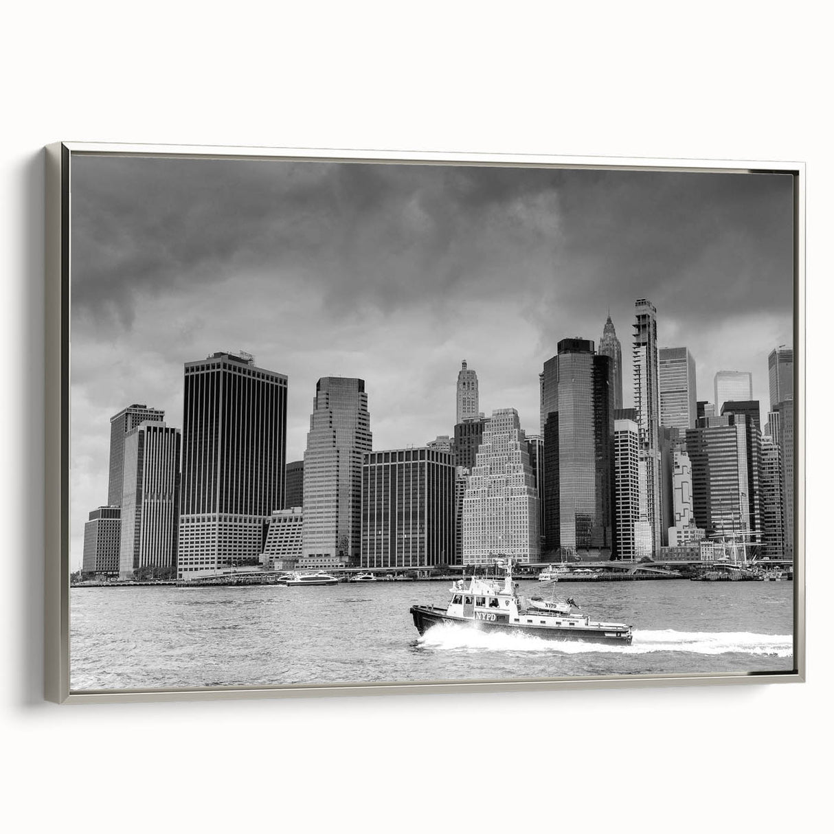 Landscape art painting featuring a colorful, vintage-style poster on black background.