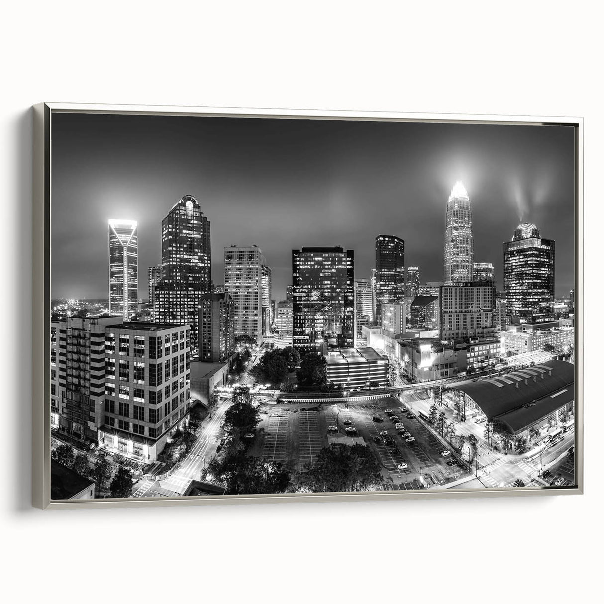 Landscape art painting of a mountainous region in vibrant twilight hues on a rolled canvas, ideal for living room decor.