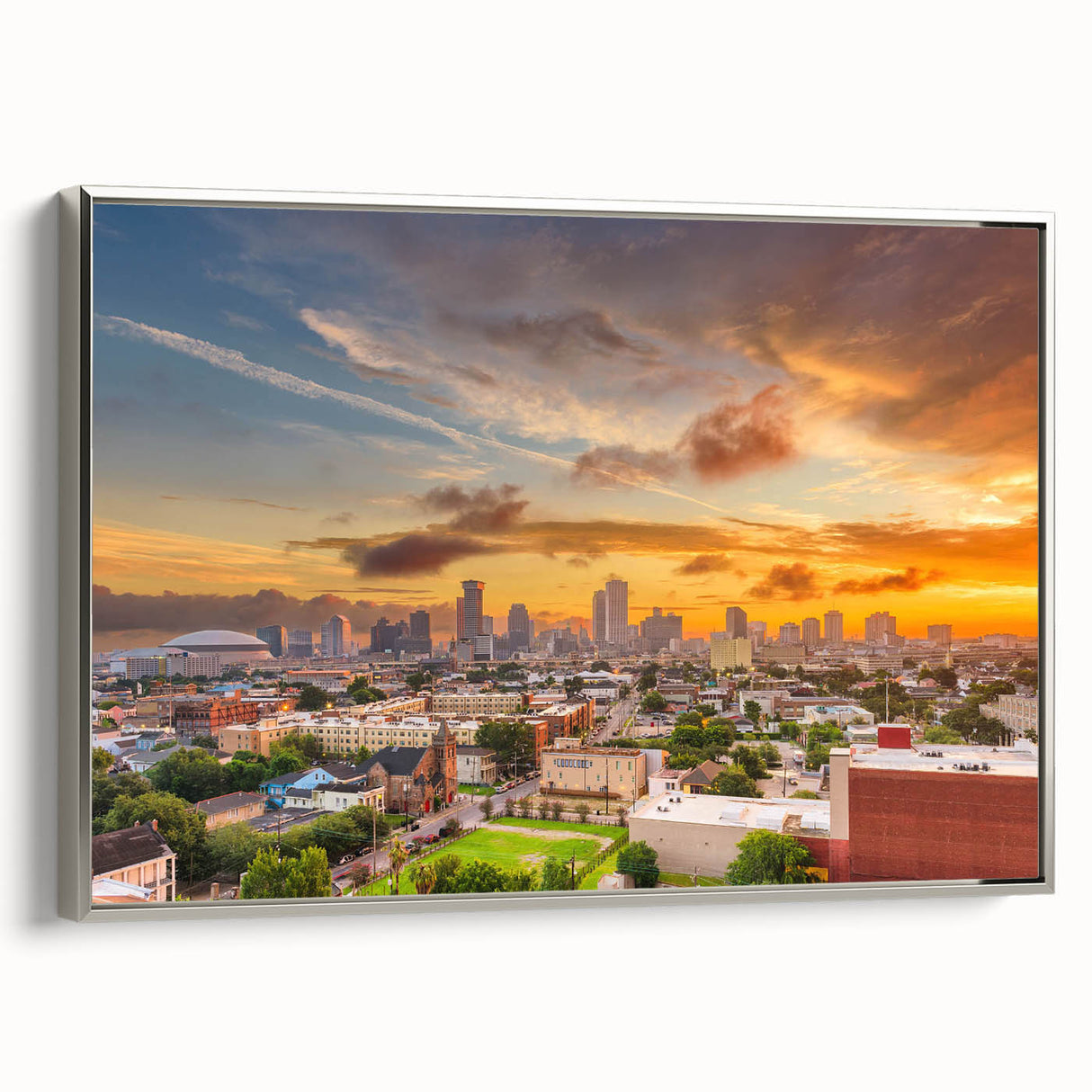 Landscape art painting featuring a colorful vintage poster style on black background, ideal for living room decor.