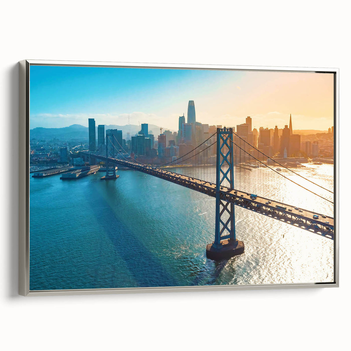 Landscape art painting depicting a colorful vintage poster art scene on black, ideal for living room decor.