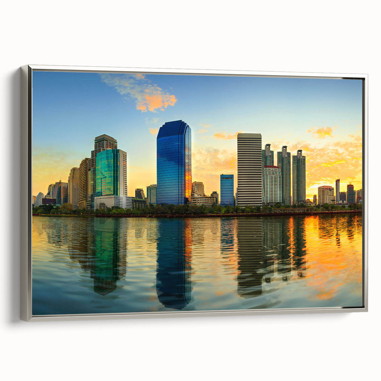 Landscape art painting featuring a vintage poster style with colorful art on a black background, ideal for living room decor.