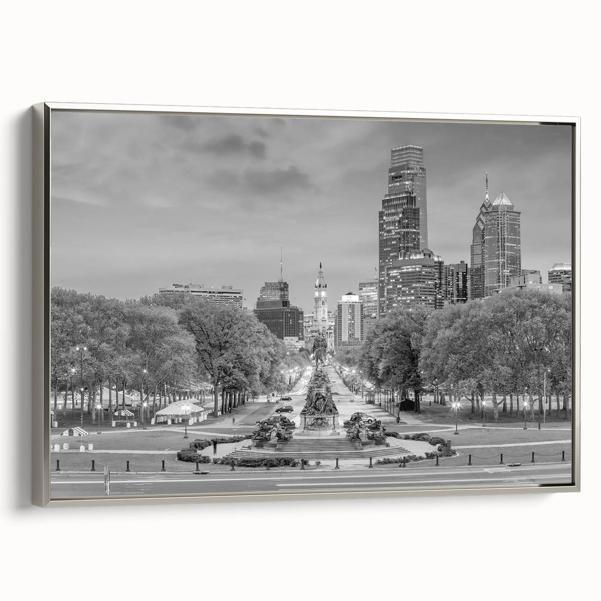 Landscape art painting featuring a colorful abstract design on a black background, printed on canvas.