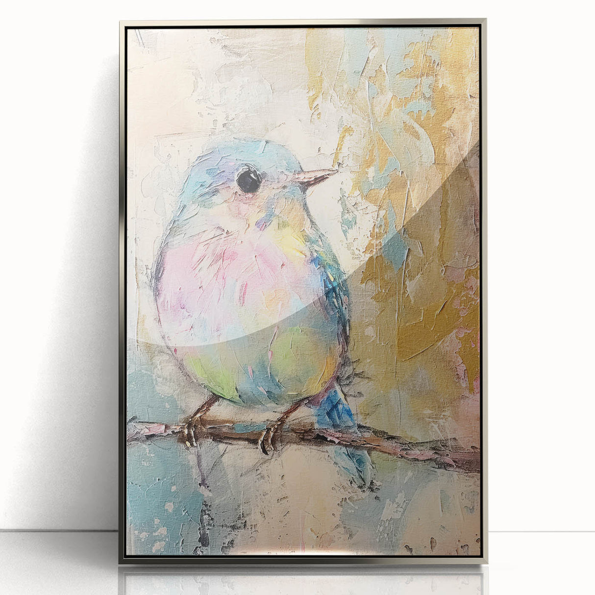 Framed acrylic wall art showcasing a sleek silver design, elegantly displayed from the front, ideal for modern home decor and artistic aesthetics.