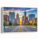 Vintage poster art featuring a colorful abstract design on a black background.