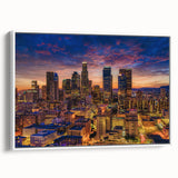Vintage poster art of a colorful abstract cityscape, printed on extra-large canvas, suitable for living room decor.