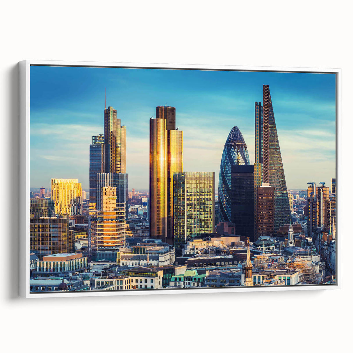 Vintage poster art of a bustling city scene in bold black and colorful accents on extra large canvas.