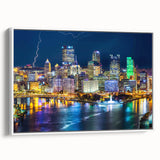 Vintage poster art featuring a colorful abstract design on a large black canvas, ideal for living room decor.