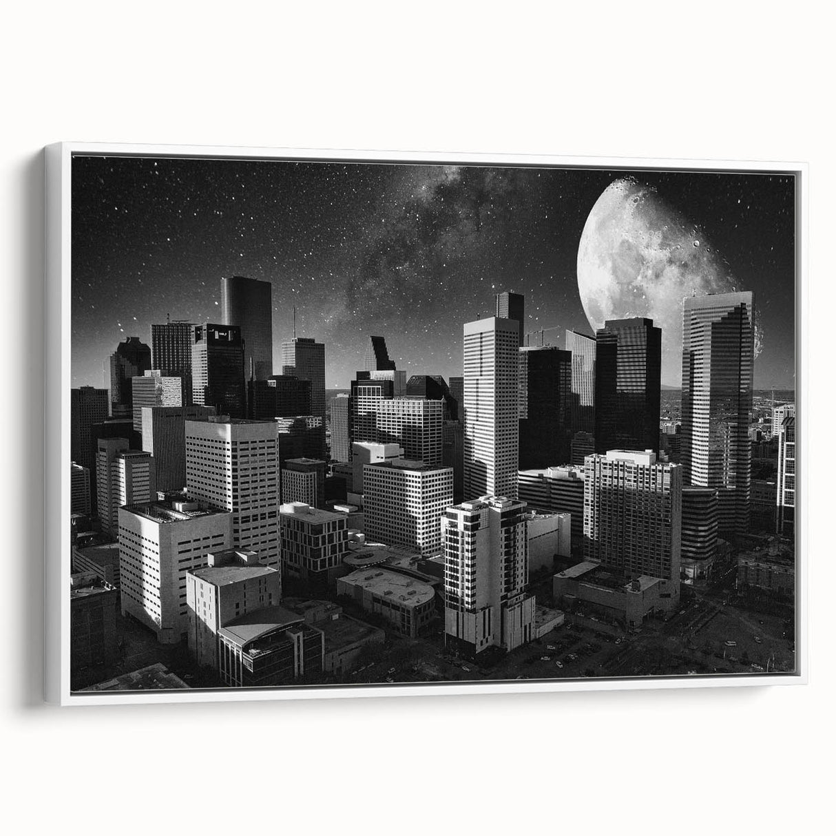 Vintage poster art featuring a large, colorful abstract design on a black background, printed on extra large canvas.