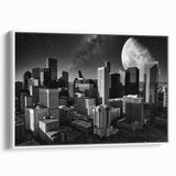 Vintage poster art featuring a large, colorful abstract design on a black background, printed on extra large canvas.