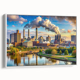 Vintage poster art featuring a colorful abstract design in vibrant hues on extra large canvas.