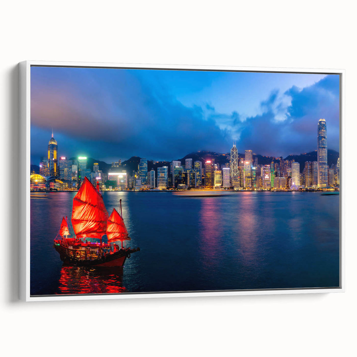 Vintage poster art of a colorful abstract cityscape on extra large canvas, ideal for living room decor.