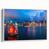 Vintage poster art of a colorful abstract cityscape on extra large canvas, ideal for living room decor.