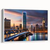 Vintage poster art featuring a colorful abstract design on a black background.