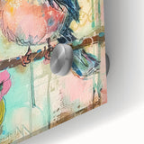 Close-up of a clear acrylic glass sheet showcasing its smooth, reflective surface and vibrant colors, ideal for modern decorative projects or displays.