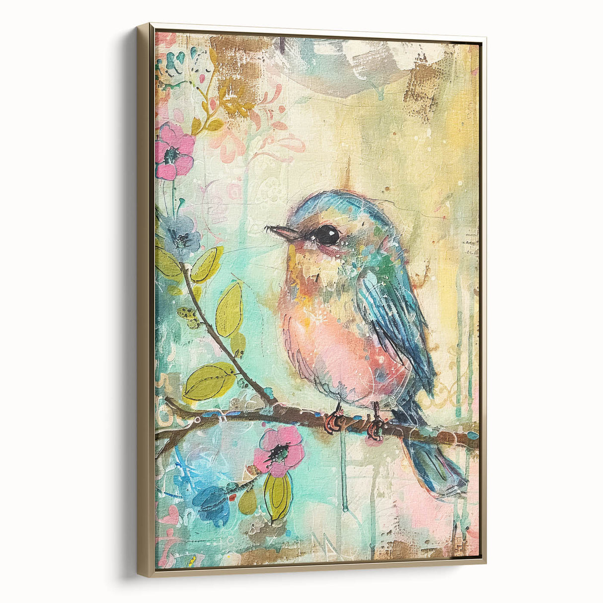 Framed canvas artwork showcasing an elegant gold side view, highlighting intricate details and textures, ideal for enhancing modern home decor and art collections.