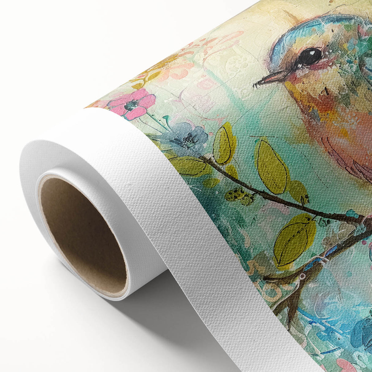 Rolled canvas showcasing vibrant African tribal wall art, highlighting intricate patterns and rich colors, securely packaged in a protective cardboard tube for safe shipping.