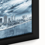 Extra large black wall art featuring colorful, textured abstract design on canvas, ideal for living room decor.
