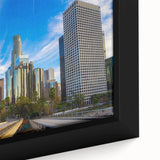 Extra large black wall art featuring colorful, textured abstract design on canvas, ideal for living room decor.