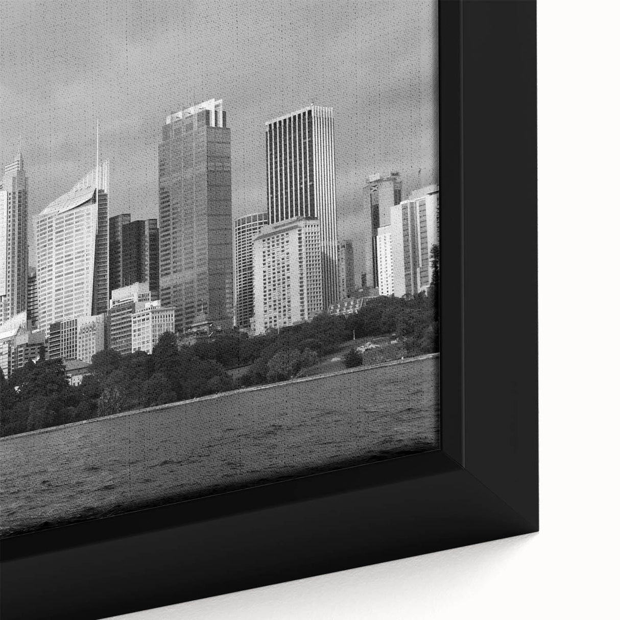 Extra large black wall art on canvas featuring colorful, textured abstract design, ideal for living room decor.