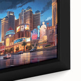 Extra large black wall art with colorful, textured abstract design on canvas, suitable for a living room.