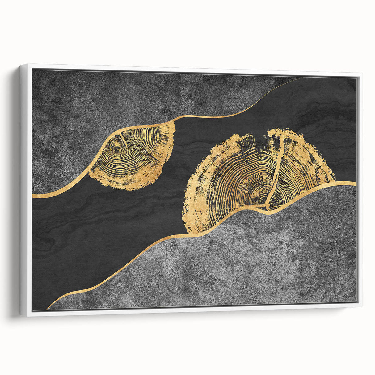 Stylish rolled canvas print showcasing vibrant abstract art with bold colors and dynamic shapes, packaged securely in a protective tube.
