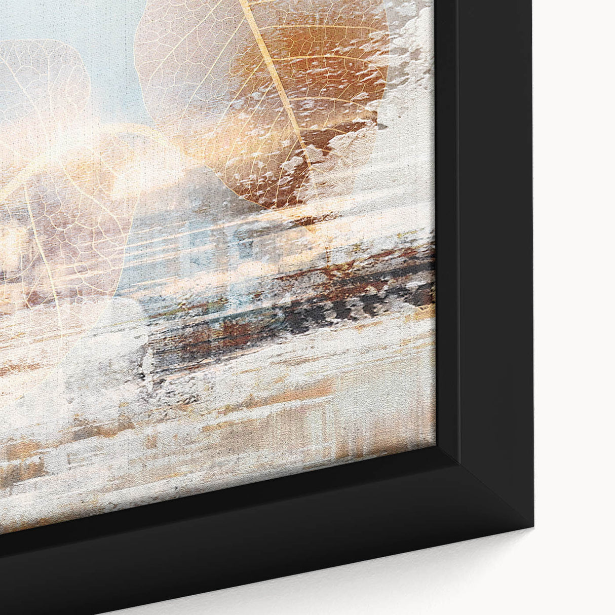 Abstract wall art canvas print showcasing vibrant blue and orange geometric patterns, ideal for modern home decor or office styling.