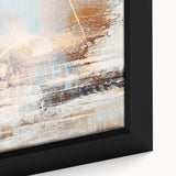 Abstract wall art canvas print showcasing vibrant blue and orange geometric patterns, ideal for modern home decor or office styling.