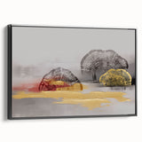 Vibrant abstract canvas art print showcasing bold colors and geometric patterns, rolled and securely packaged in a sturdy cardboard tube for safe shipping.