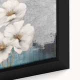 Colorful abstract wall art canvas showcasing vibrant geometric patterns in blue, yellow, and red hues, ideal for modern home décor.