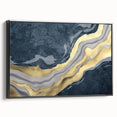 Colorful abstract canvas print showcasing vibrant geometric shapes in shades of blue, orange, and yellow, perfect for modern home decor.