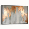 Geometric Strokes and Lines Abstract Art with Wood Rings on Canvas