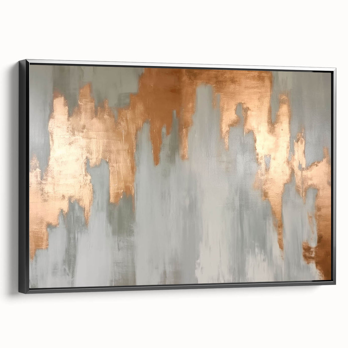 Geometric Strokes and Lines Abstract Art with Wood Rings on Canvas
