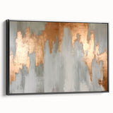 Geometric Strokes and Lines Abstract Art with Wood Rings on Canvas