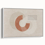 Abstract wall art canvas print showcasing vibrant blue and orange geometric patterns, ideal for modern home decor, presented in a protective tube.