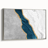 Colorful abstract wall art canvas print showcasing vibrant swirling patterns in blue, orange, and yellow hues, perfect for modern decor.