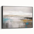 Colorful abstract wall art canvas print showcasing vibrant swirls of blue, orange, and yellow, perfect for modern home decor and artistic spaces.