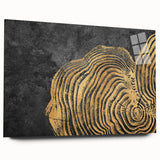 Colorful abstract wall art canvas print showcasing vibrant shapes and patterns in shades of blue, yellow, and red, ideal for modern decor.