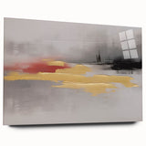 Abstract wall art canvas showcasing vibrant splashes of blue, orange, and green, ideal for modern home decor, displayed in a protective cardboard tube.