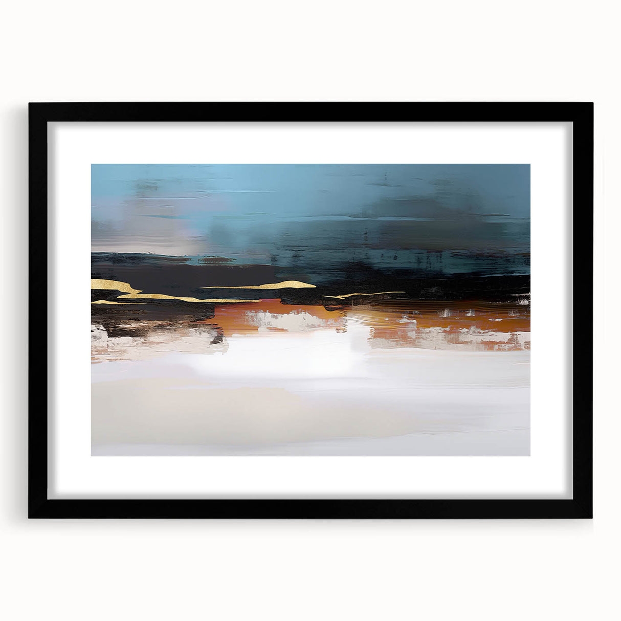 Abstract canvas artwork showcasing vibrant colors of blue, orange, and yellow, depicting dynamic geometric shapes and patterns, ideal for modern home decor.