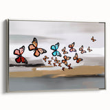 Abstract canvas artwork showcasing vibrant colors and geometric shapes, perfect for modern home decor. The piece features a dynamic interplay of blues, yellows, and reds, adding a contemporary touch to any space. Ideal for art enthusiasts and collectors seeking unique decor elements.