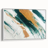 Colorful abstract canvas art print showcasing vibrant swirling patterns in blues, yellows, and reds, perfect for modern decor.