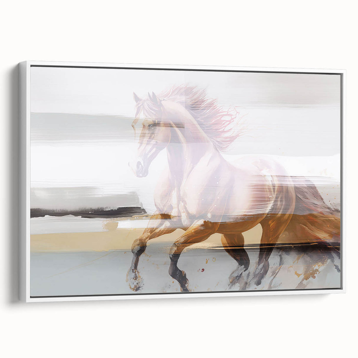 Abstract wall art canvas featuring vibrant blue and orange geometric patterns, elegantly displayed in a modern living room setting, enhancing contemporary decor.