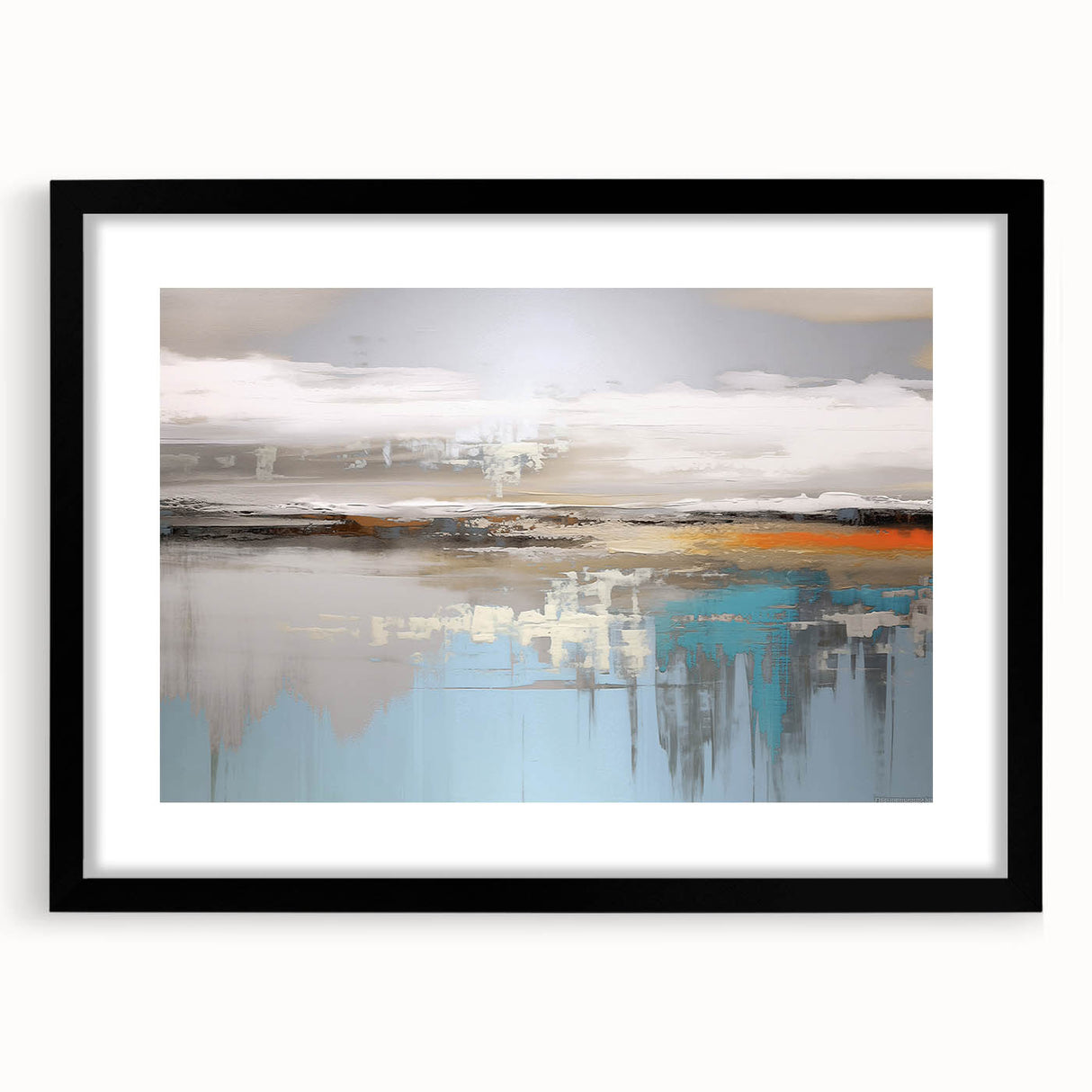 Abstract wall art canvas print showcasing vibrant geometric shapes in shades of blue, orange, and yellow, ideal for modern home decor.