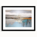 Abstract wall art canvas print showcasing vibrant geometric shapes in shades of blue, orange, and yellow, ideal for modern home decor.
