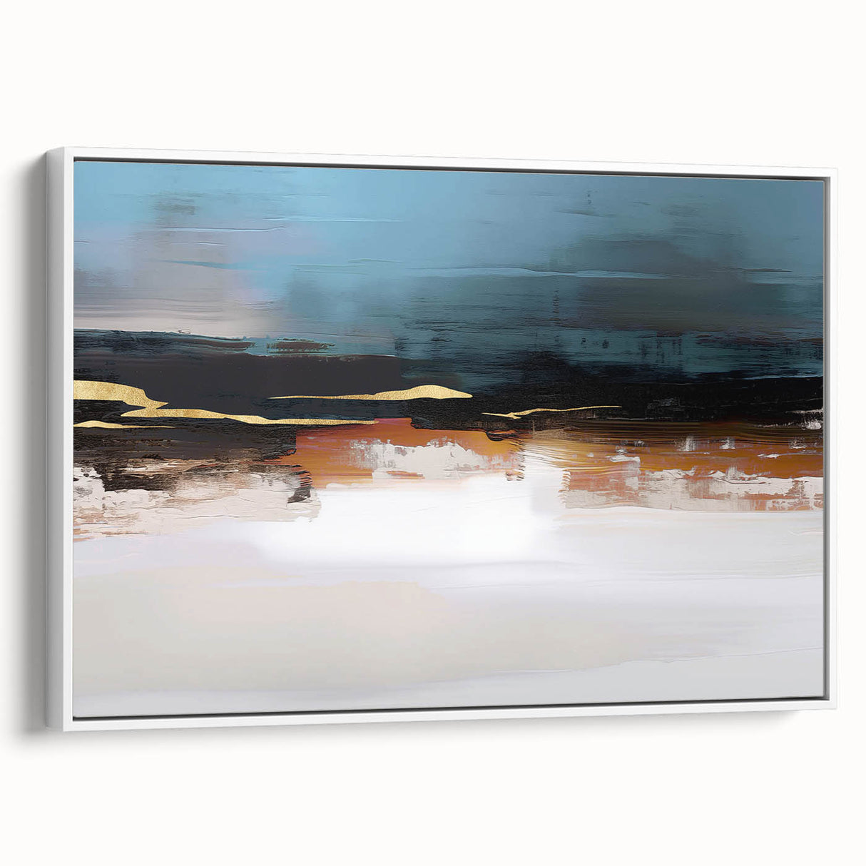 Abstract wall art canvas featuring vibrant geometric shapes in blue, orange, and yellow tones, designed to enhance modern interiors, showcasing a dynamic artistic expression.