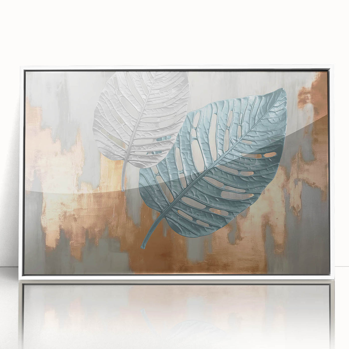 Modern Strokes and Lines Abstract Art with Feather Motif on Canvas