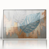 Modern Strokes and Lines Abstract Art with Feather Motif on Canvas