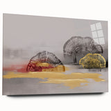 Colorful abstract wall art canvas featuring bold geometric shapes in blue, red, and yellow hues, designed to enhance modern interiors and evoke creativity.